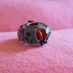 Lady Bug Murano Glass Bracelet Charm